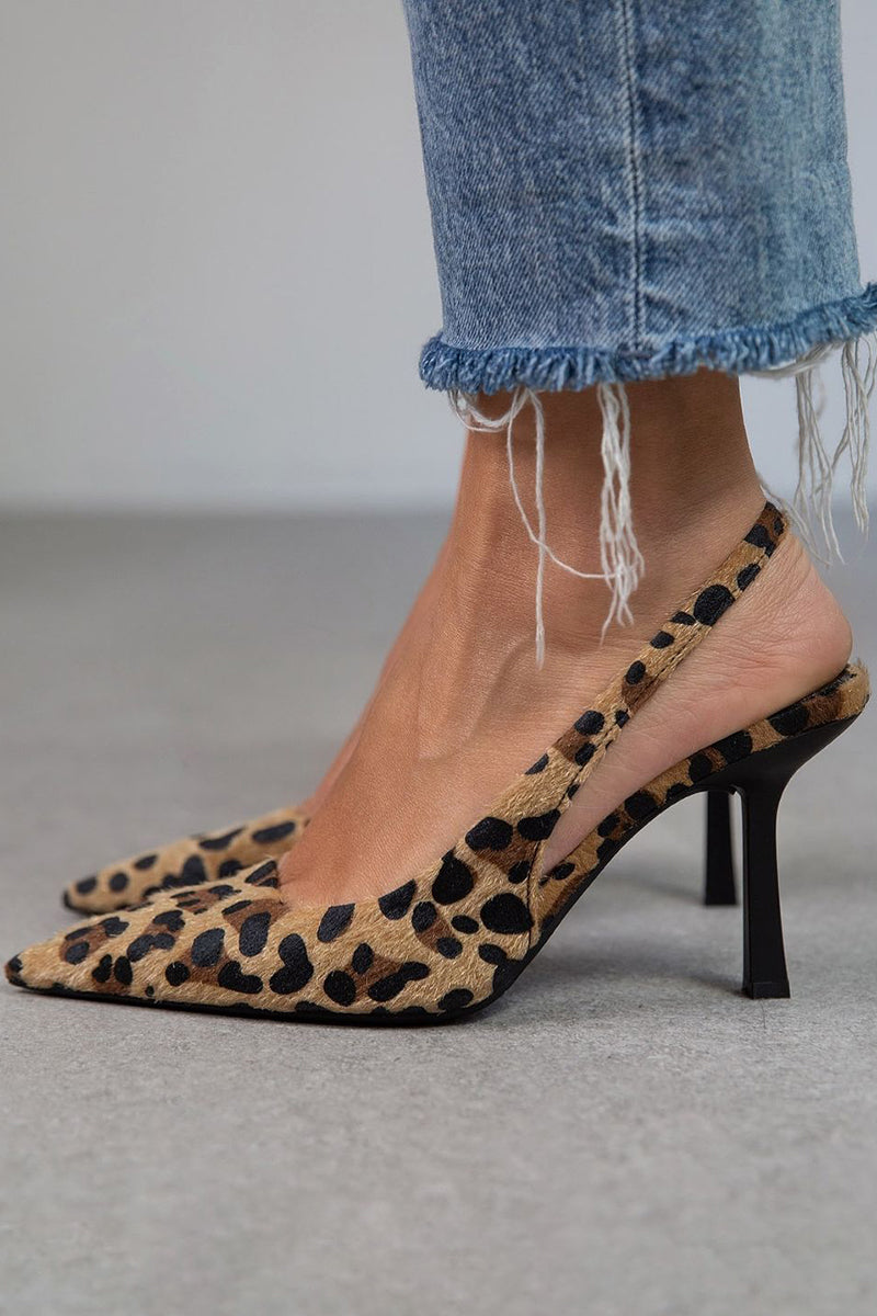 Liorina | Escarpins kaki à imprimé léopard avec bout en pointe