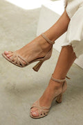 Elviera™ | Sandales patchwork à bout rond et talon fin