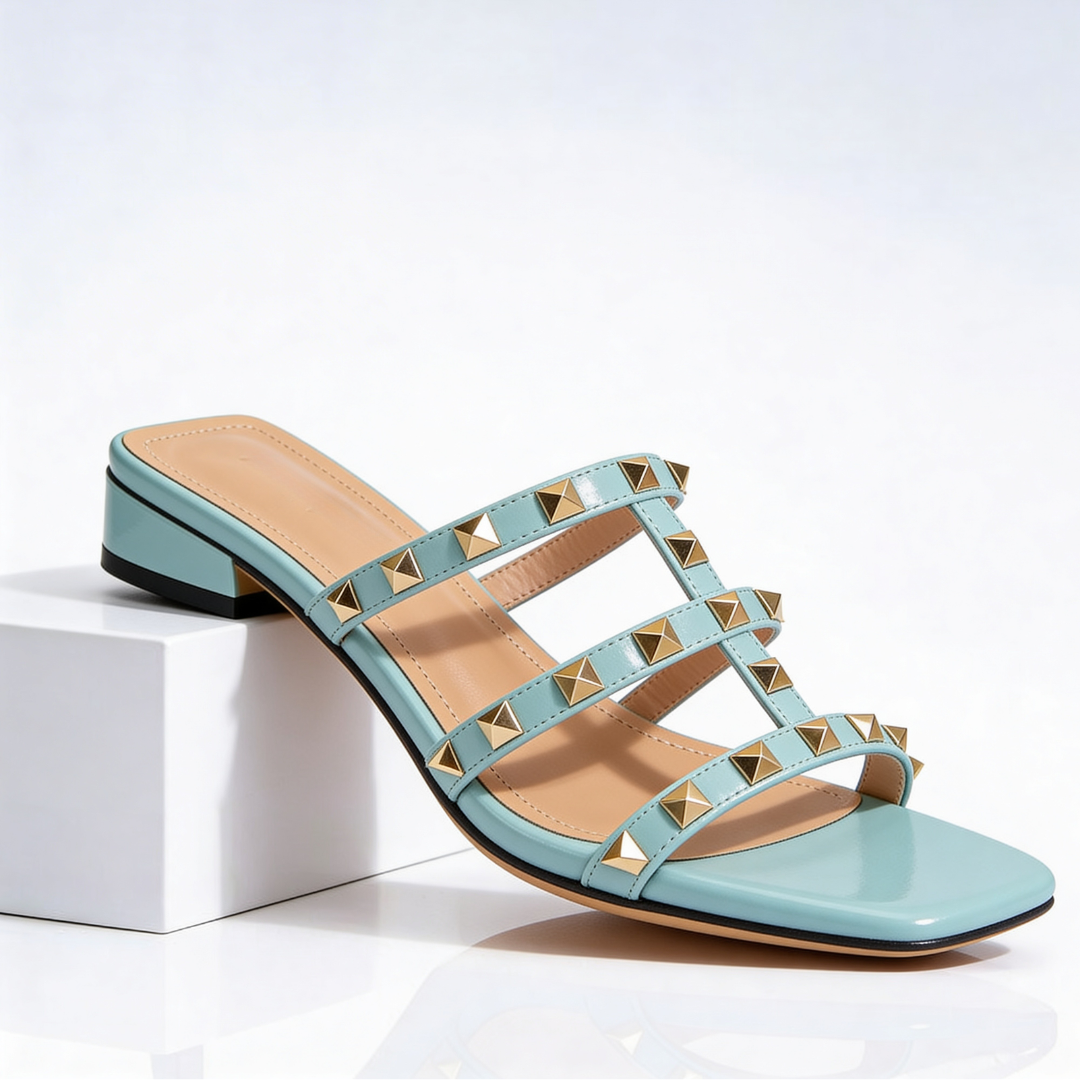 Velisanne | Mules Cloutées Talon Stable Confort