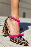 Leontina | Sandales vertes à motif léopard avec accent coloré