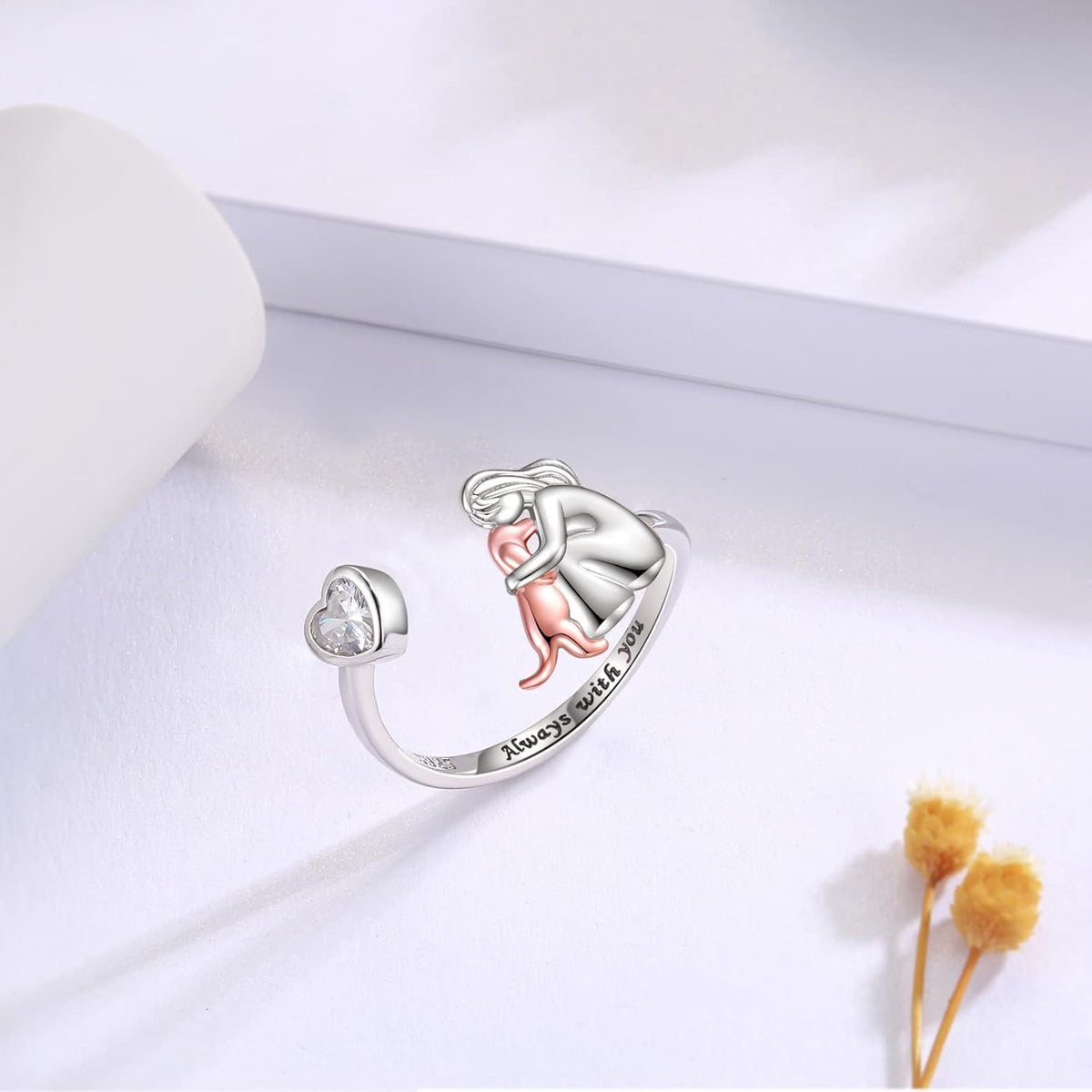 Anne™ - Bague avec Icône de Chien (Rose)