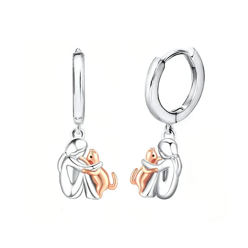 Lily™ - Boucles d’Oreilles Icône Chat (Fermoir Rond)